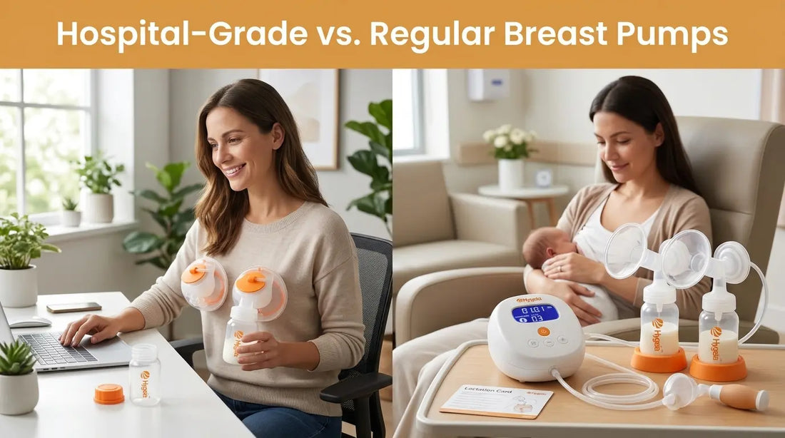 Comparison of hospital-grade breast pump and regular pump with breastfeeding mom and pumping setup