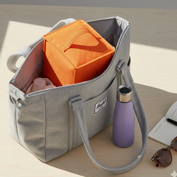 Healthy Baby Cooler Bag - Orange with Ice Soft Pack (4oz)