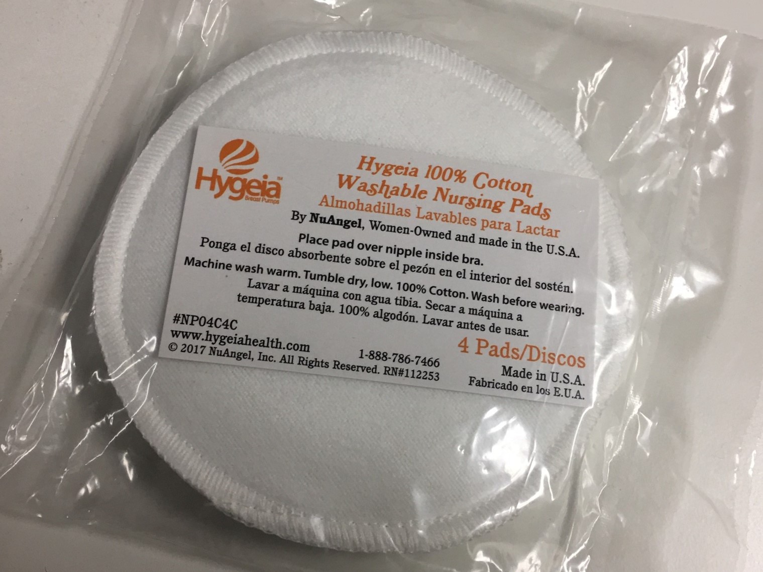Hygeia Nursing Pads, Washable (4ct) 100% cotton
